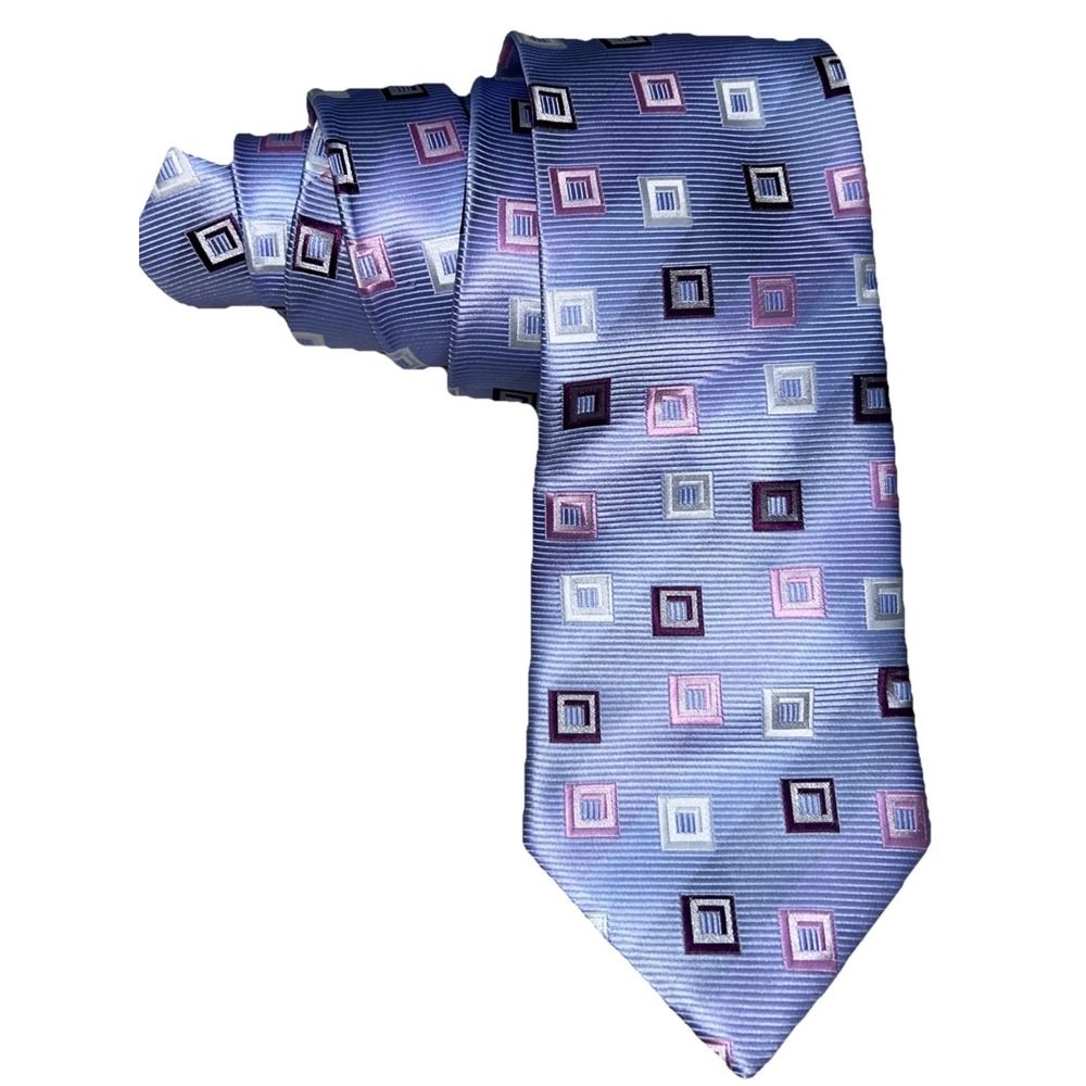 Gianfranco Italy Light Purple Geometric Mens Tie, 58"